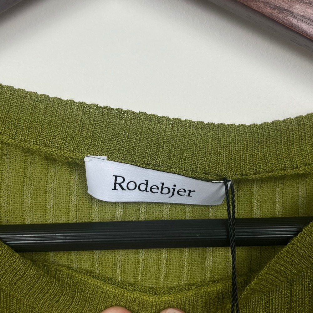 Rodebjer Malpe Sunny Lime Ribbed Knit Long Sleeve Top Green 2320118 Womens S - Picture 3 of 10